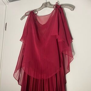 Red Goddess Gown with Shawl